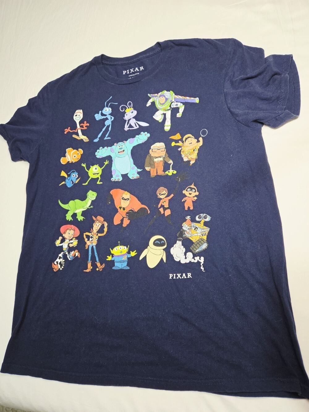 PIXAR Men's Disney Pixar Multi Character T-Shirt Navy Blue Sz L